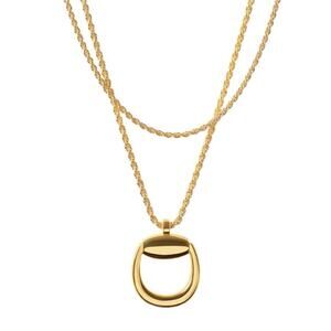 Fraiser Sterling Gold Horse Bit Pendant Double-Layer Necklace, NEW, MSRP $125